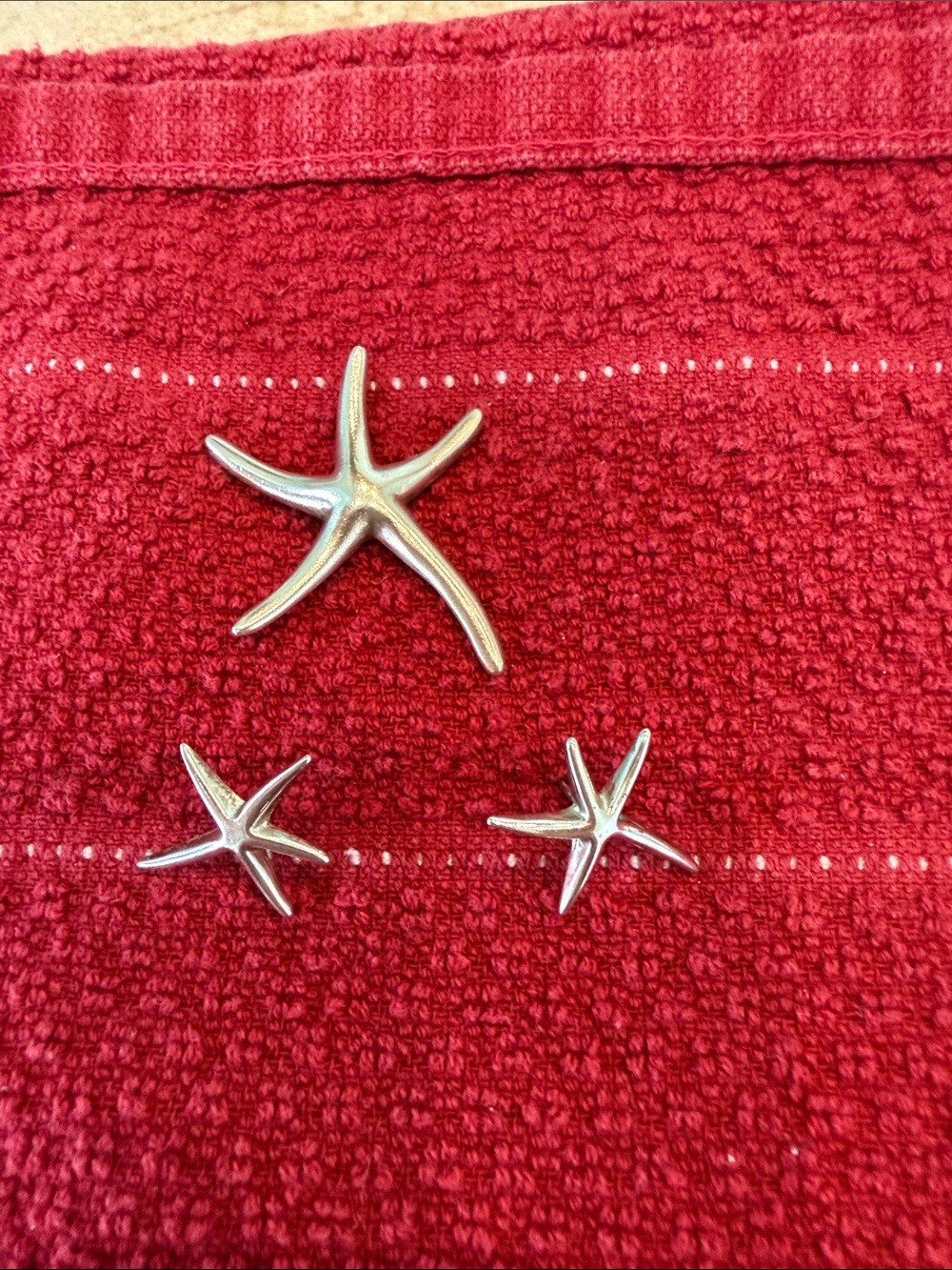 Solid Sterling Silver 925 Starfish Brooch & Earring Set Silver Starfish Jewelry